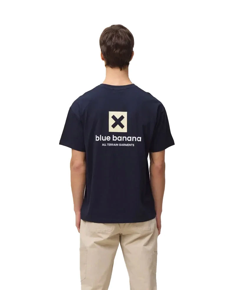 Navy Core Short Sleeve T-Shirt with White Logo and Graphic Back Print Gallery
