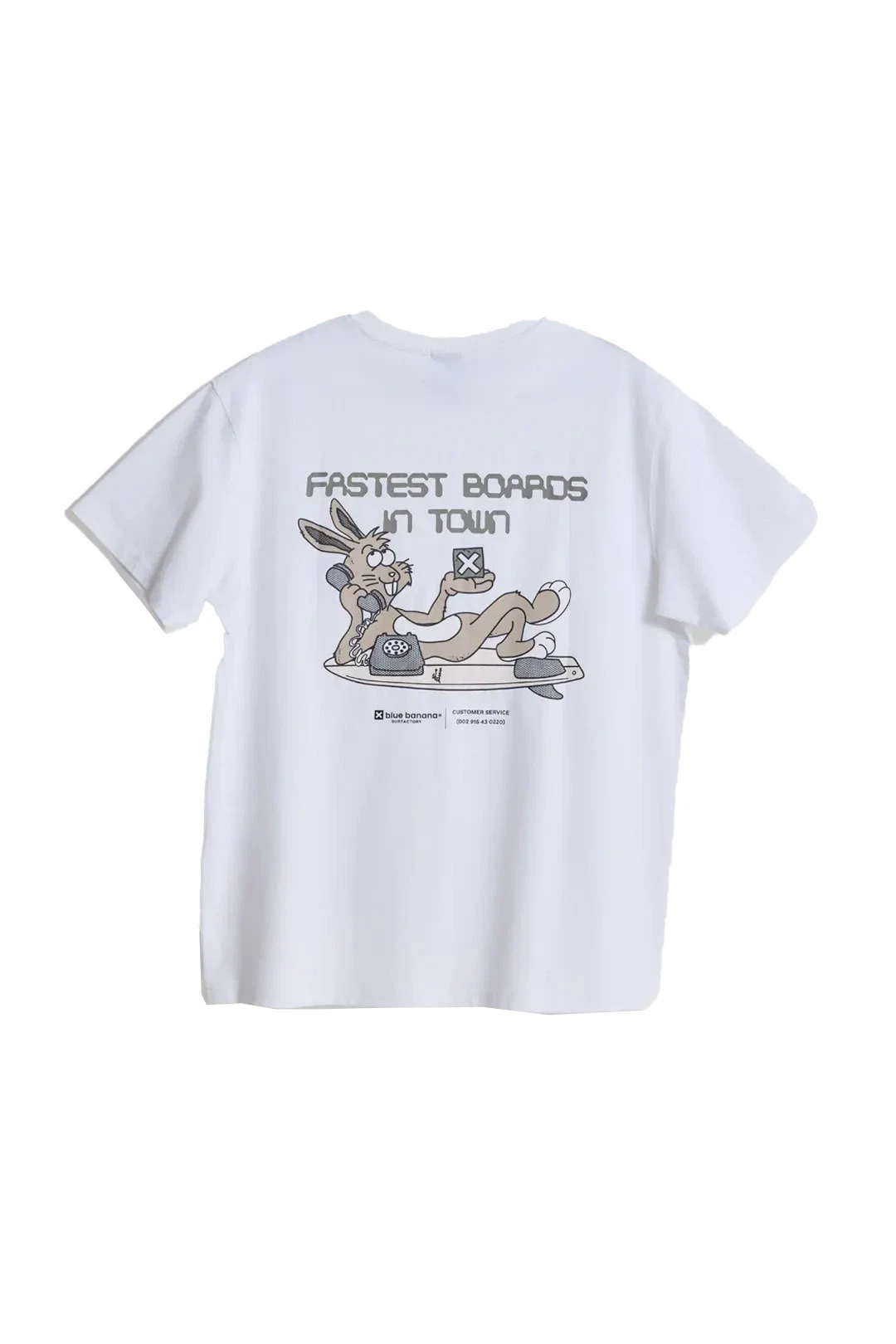 White Harvey Surf Rabbit Graphic Short Sleeve T-shirt Gallery