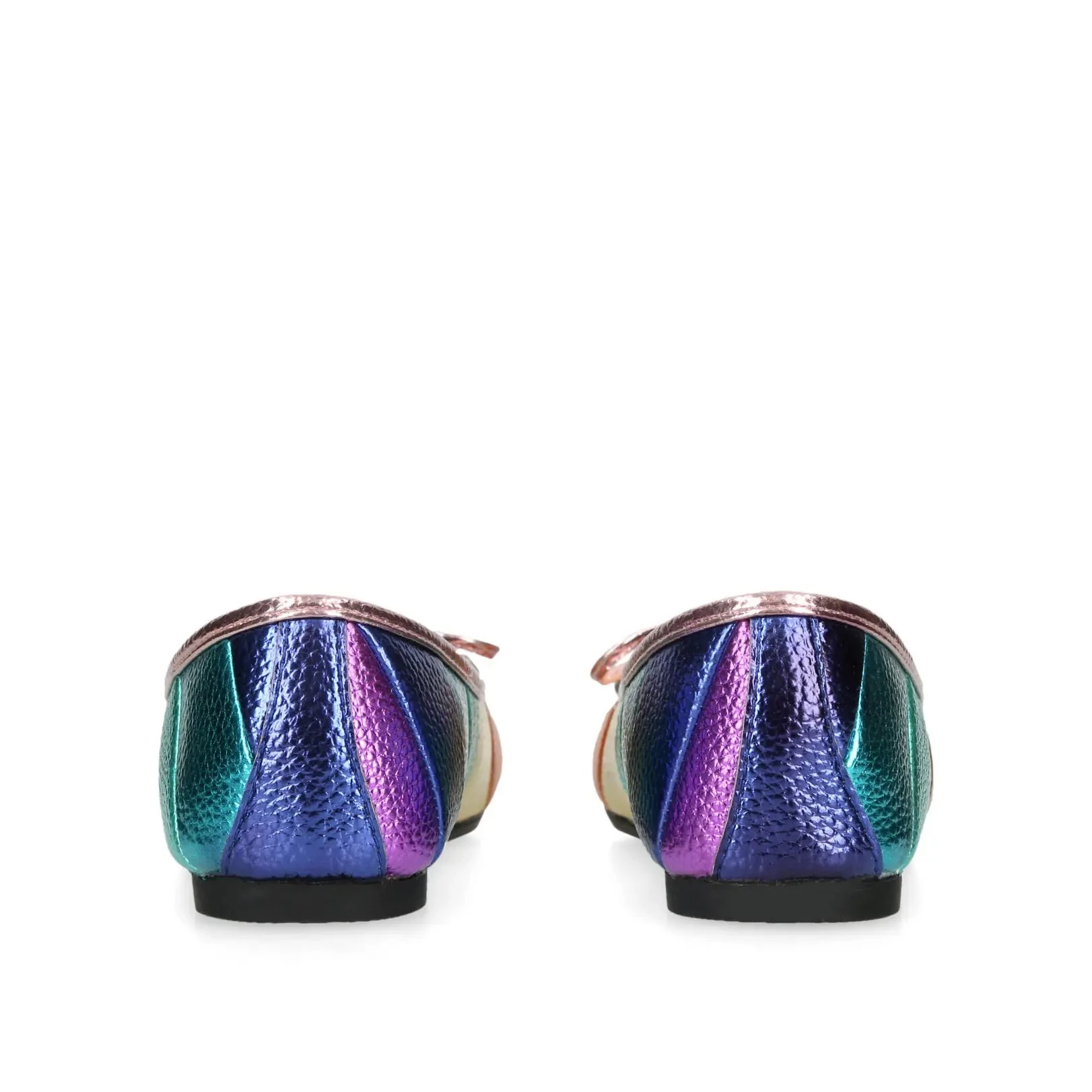 Kids Metallic Rainbow Stripe Mini Eagle Leather Ballerina Gallery