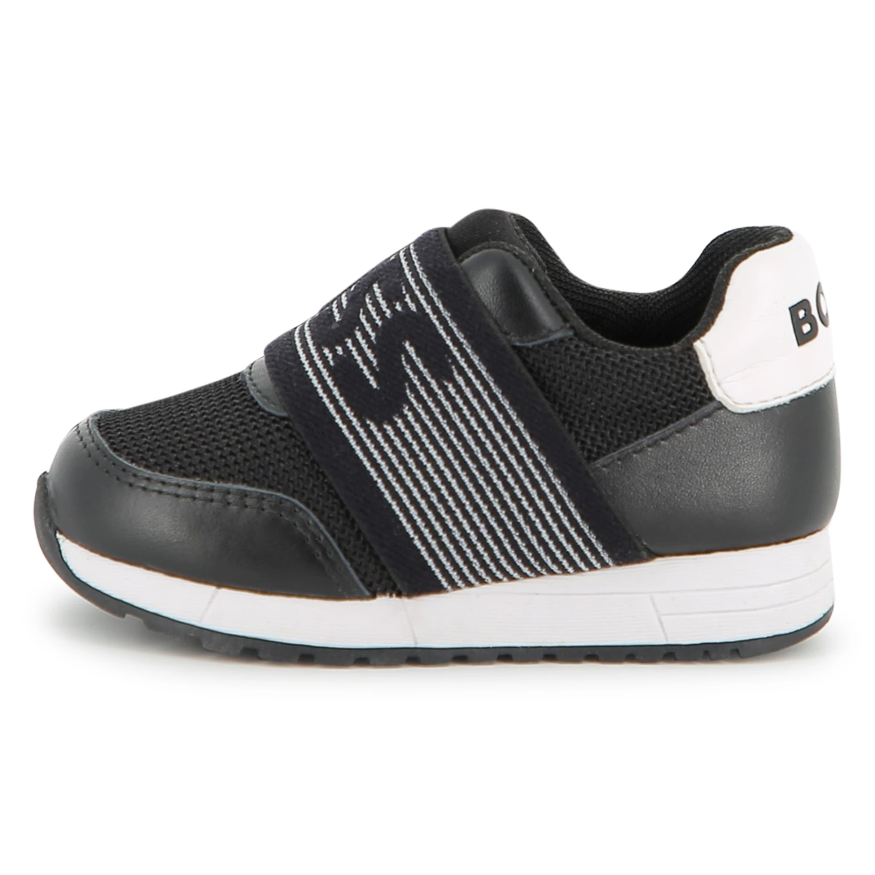 Kids Boys Logo Strap Leather Round Toe Sneakers Gallery