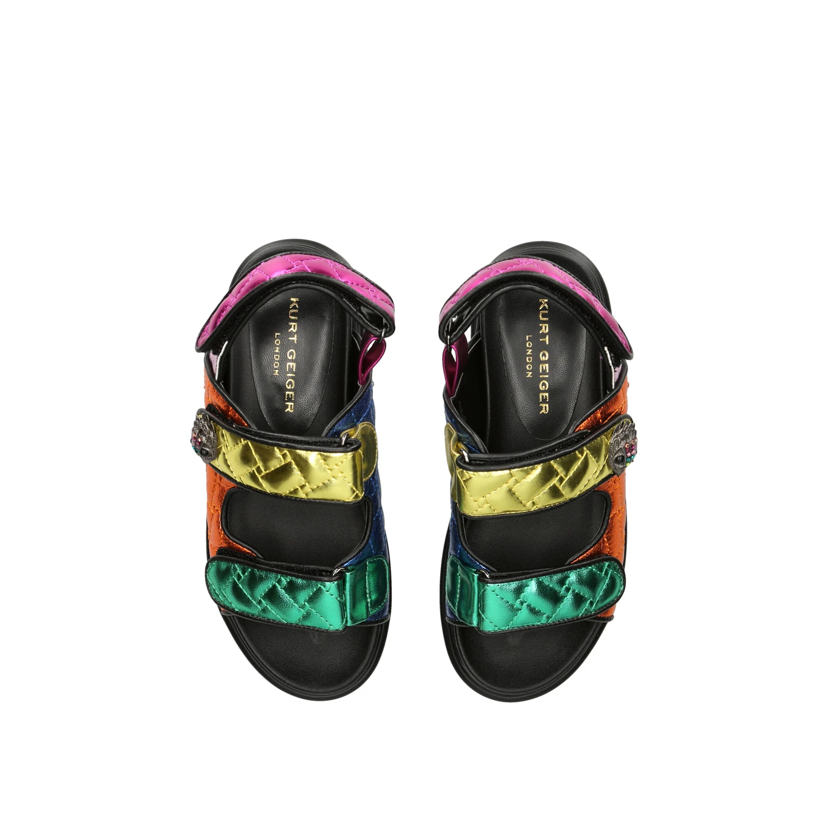Kids Multi-colour Leather Crinkled Sandals Gallery