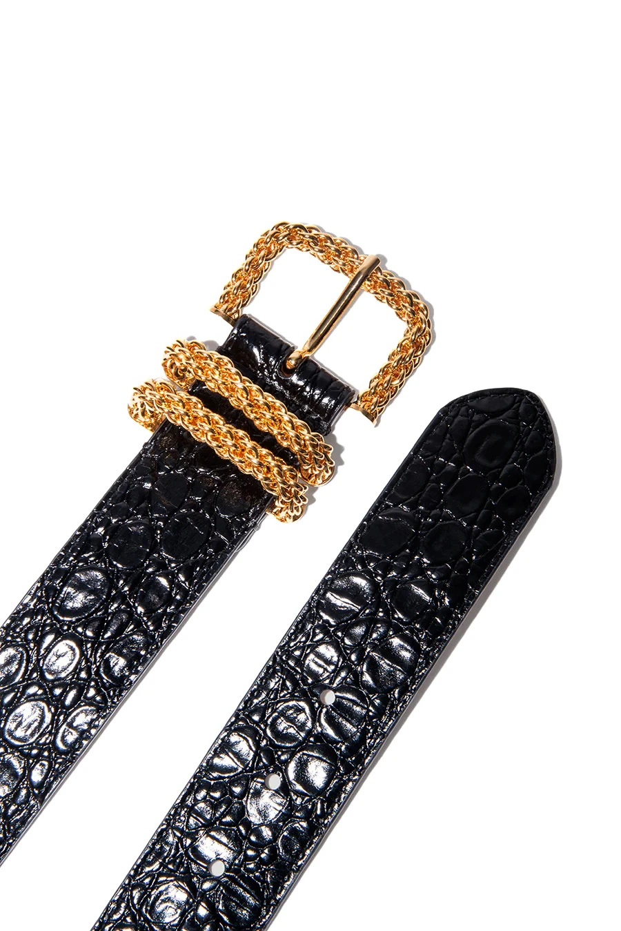 Circular Croco Embossed Leather Belt Gallery