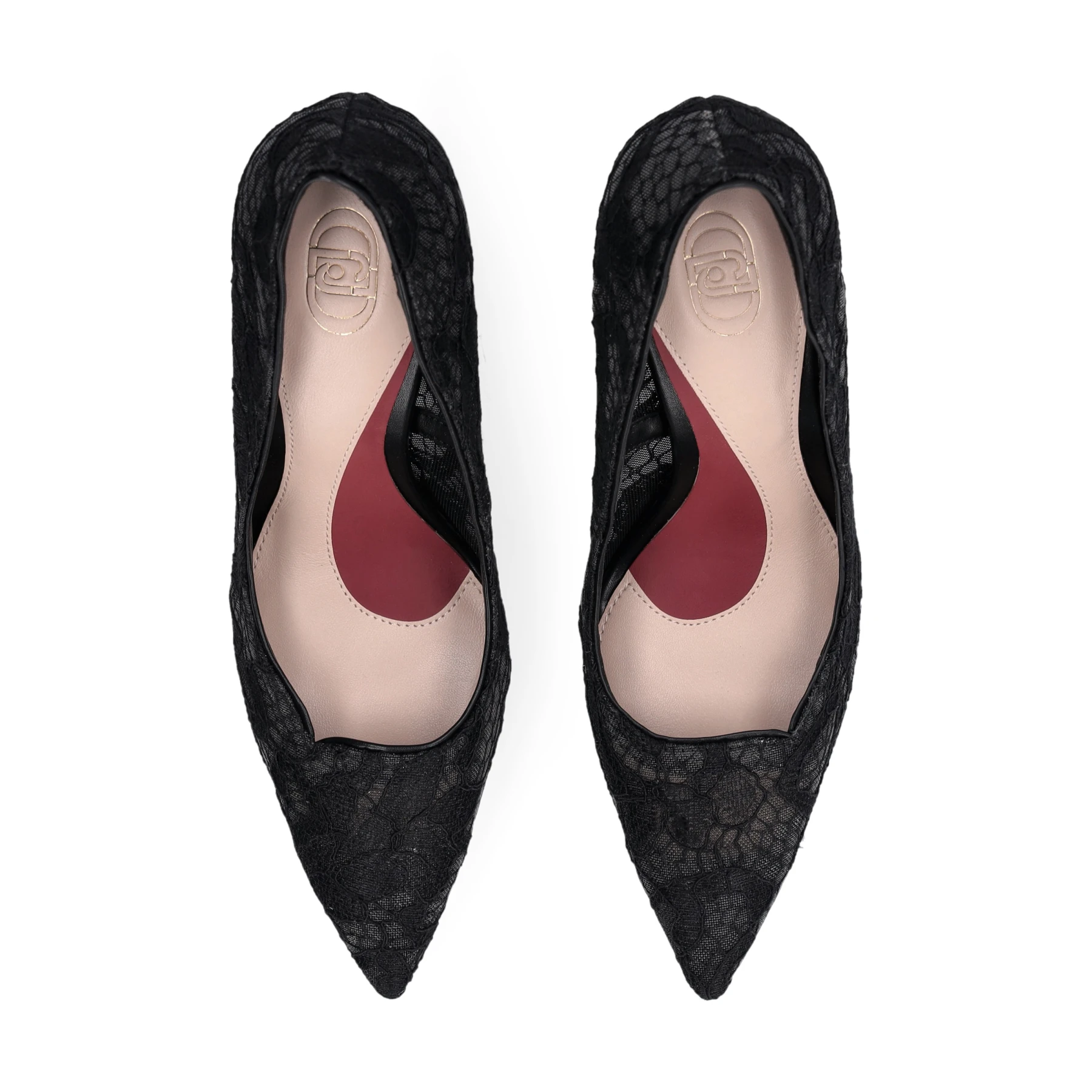 Intricate Floral Lace Pumps with Silver-Tipped Heels Gallery