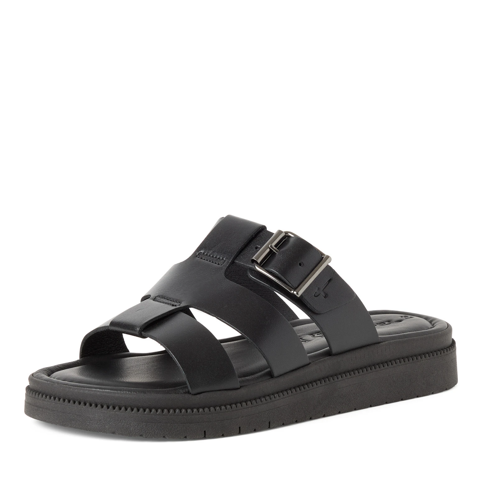 Leather Buckled Platform Slide Gallery