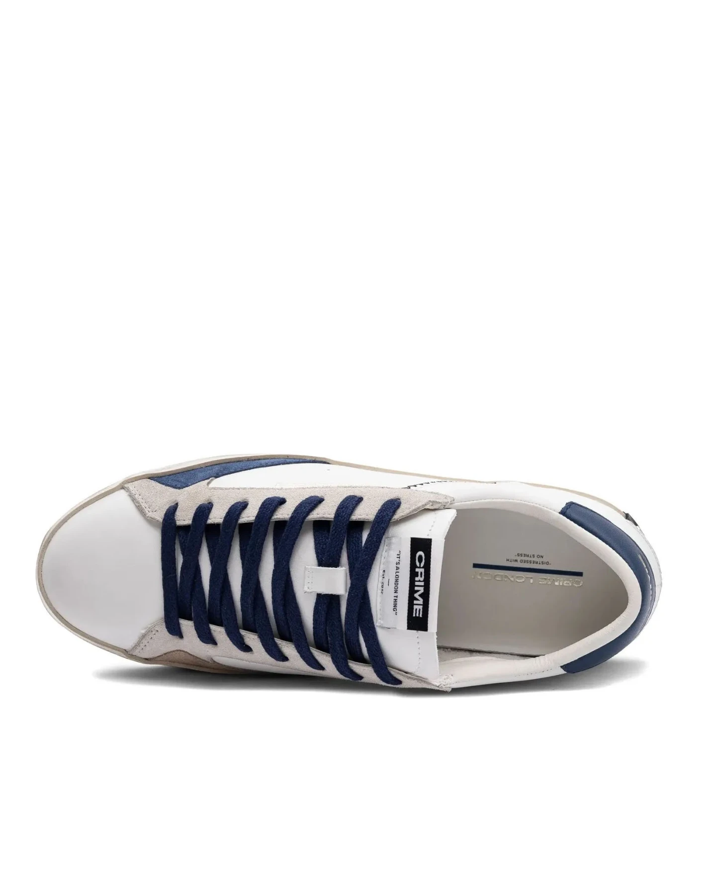 Distressed White & Blue Leather Sneakers Gallery