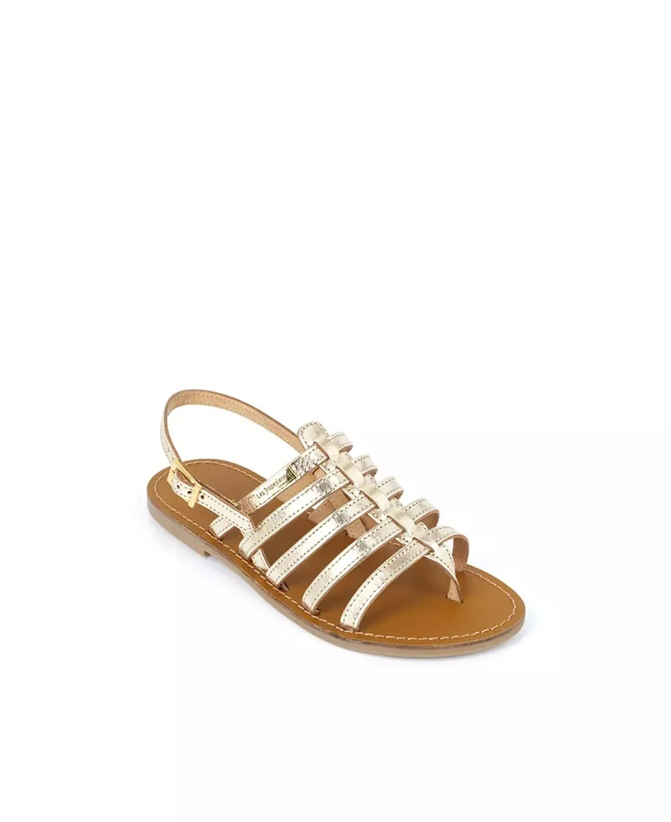 Herilo Gold Gladiator Flat Leather Sandals Gallery