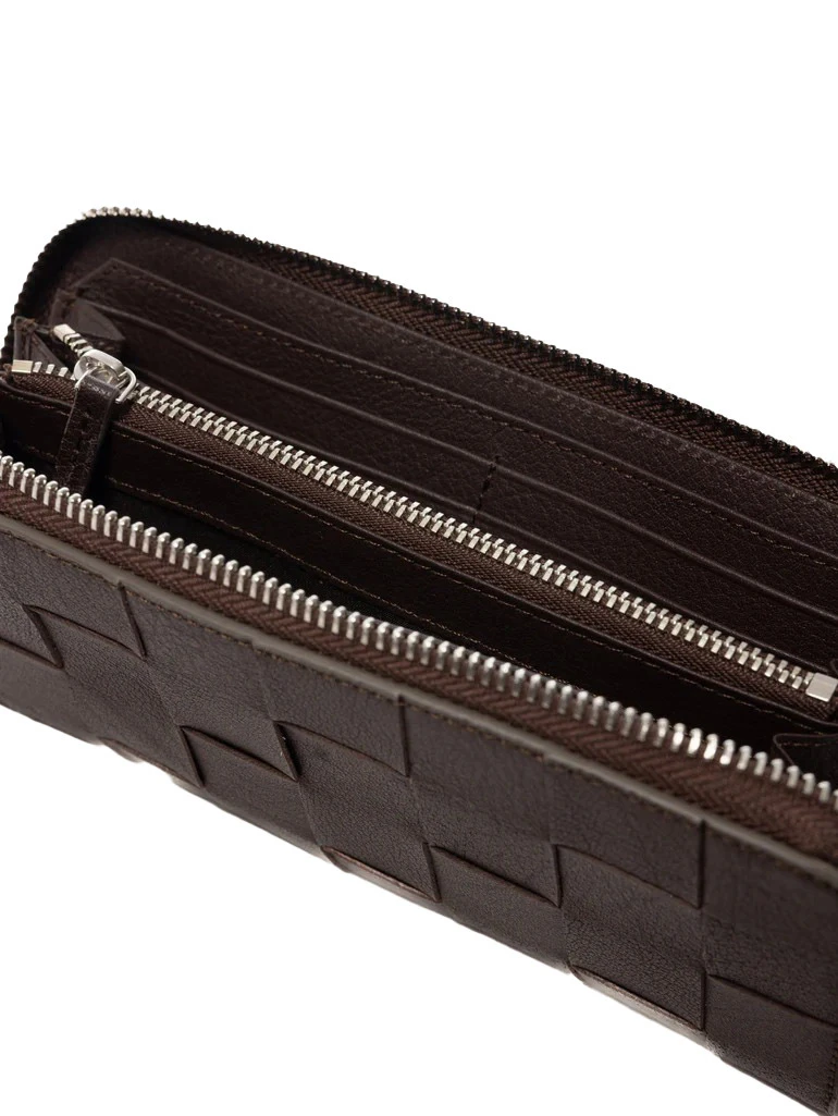 Check Leather Zip Around Wallet Gallery