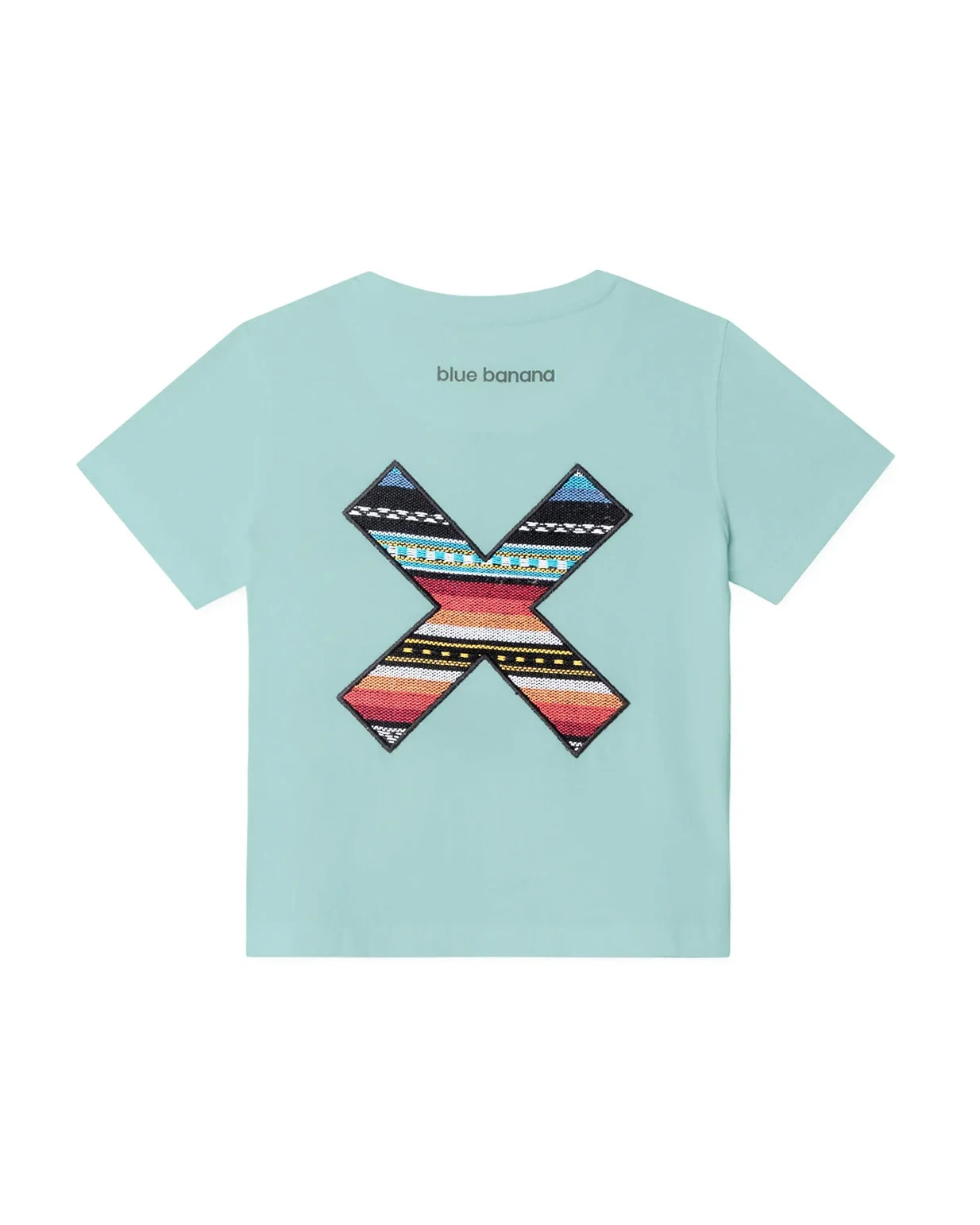 Kids Neutral Aqua Classic Embroidered X Short Sleeve T-Shirt Gallery