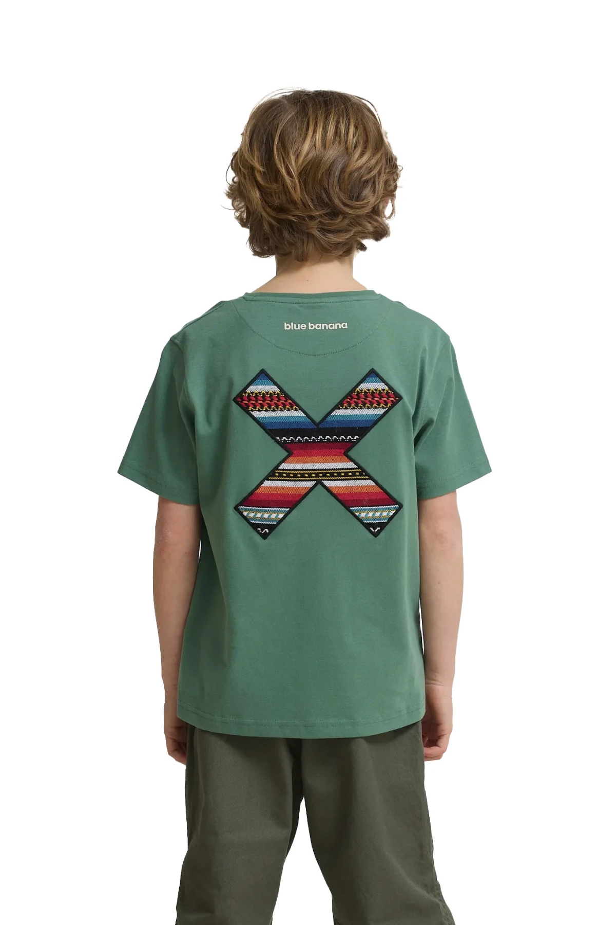 Kids Neutral Green Classic Embroidered X Short Sleeve T-Shirt Gallery