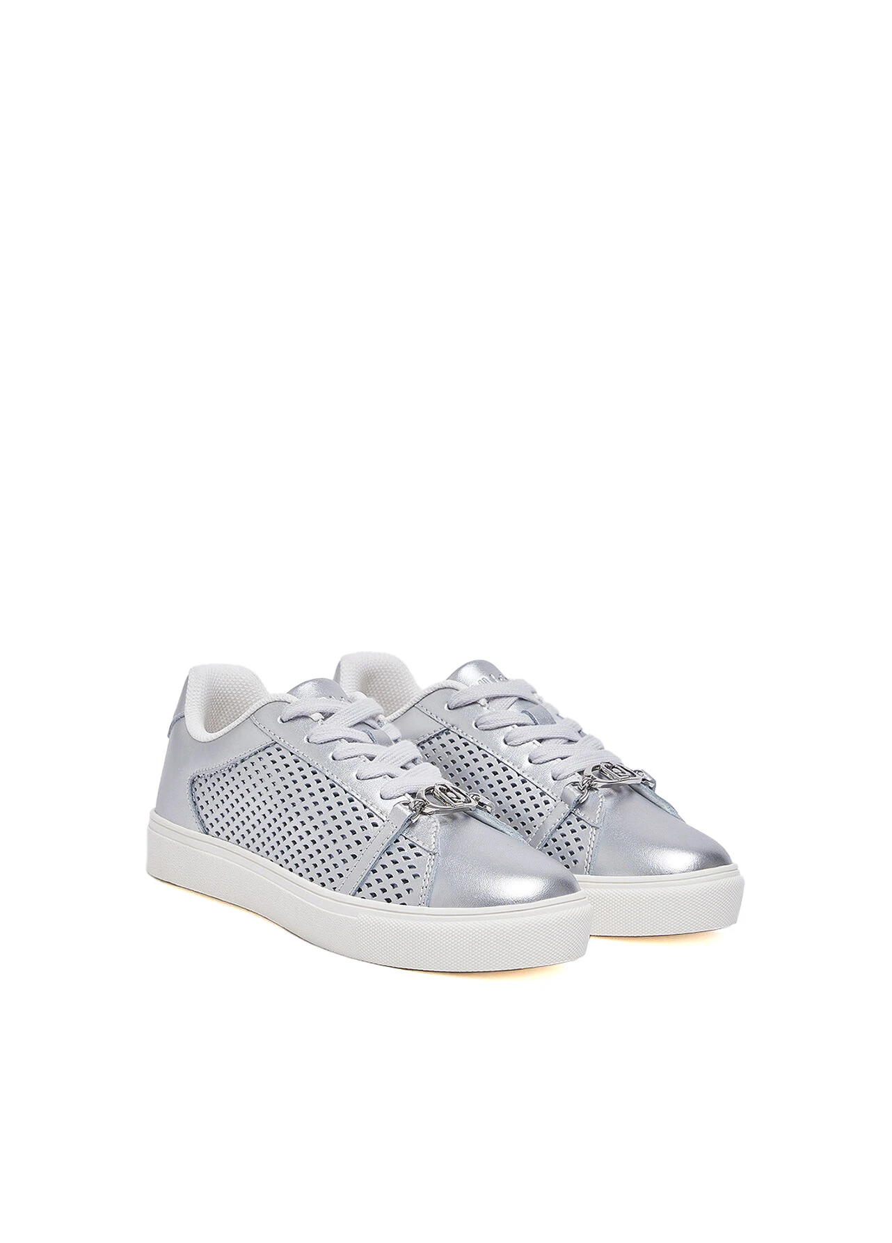 Metallic Perforated Lace-Up Sneakers Gallery