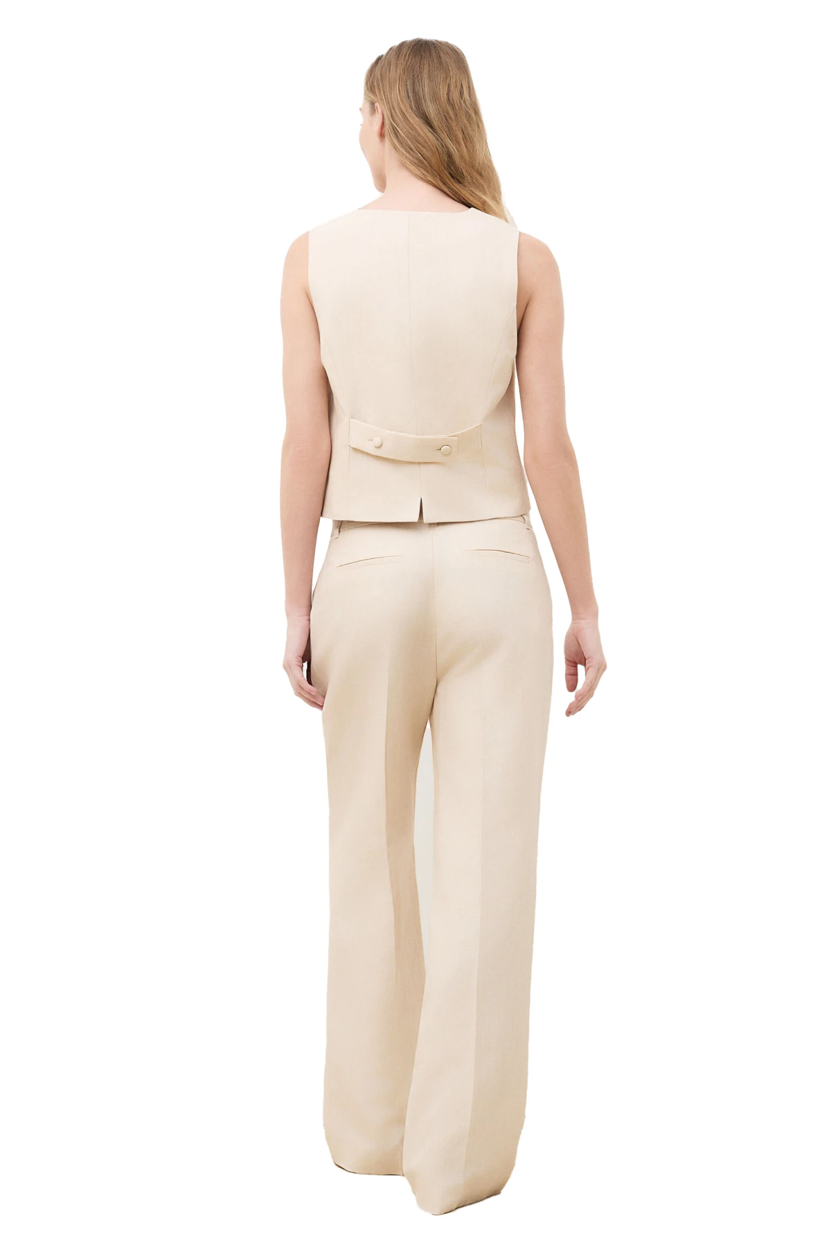 Pinstripe Cropped Double-Breasted Sleeveless Blazer Gallery