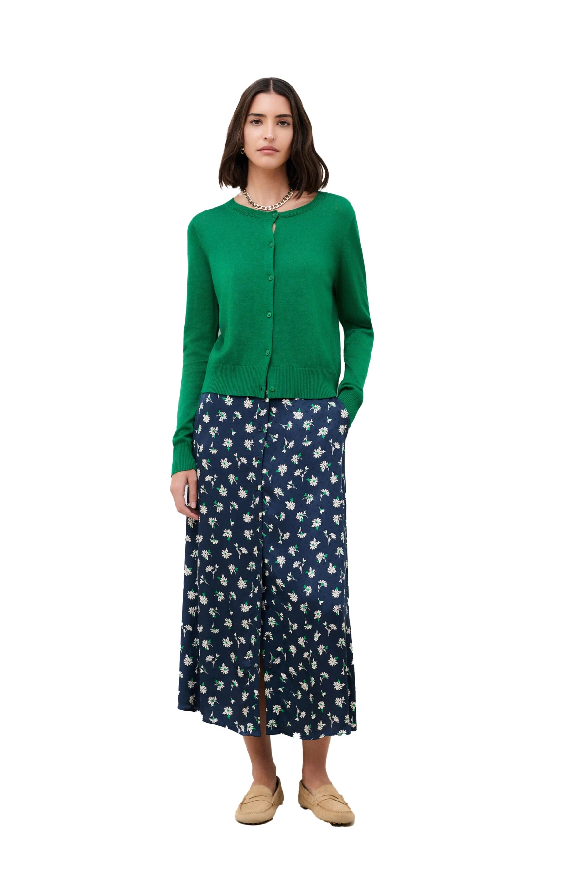 Floral Button-Front Midi Skirt Gallery