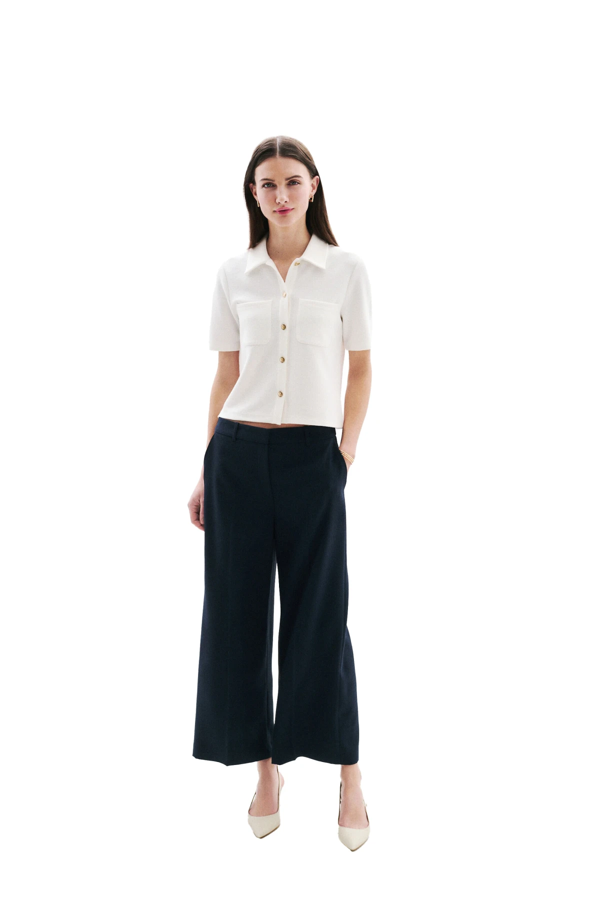 Wide-Leg Cropped Tailored Trousers Gallery