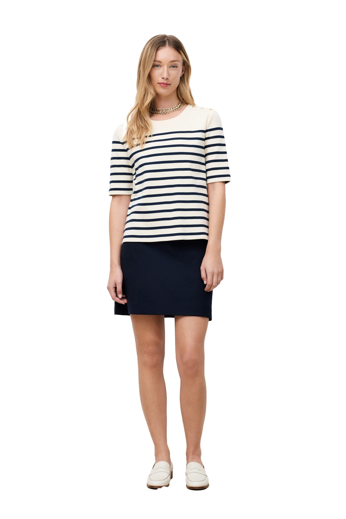 Stripe Short-Sleeve Knit Top Gallery