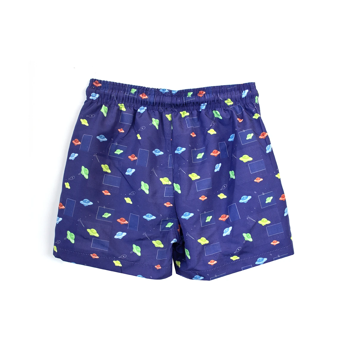 Kids Boys Aqua Blue UFO and Spaceship Print Swim Shorts Gallery