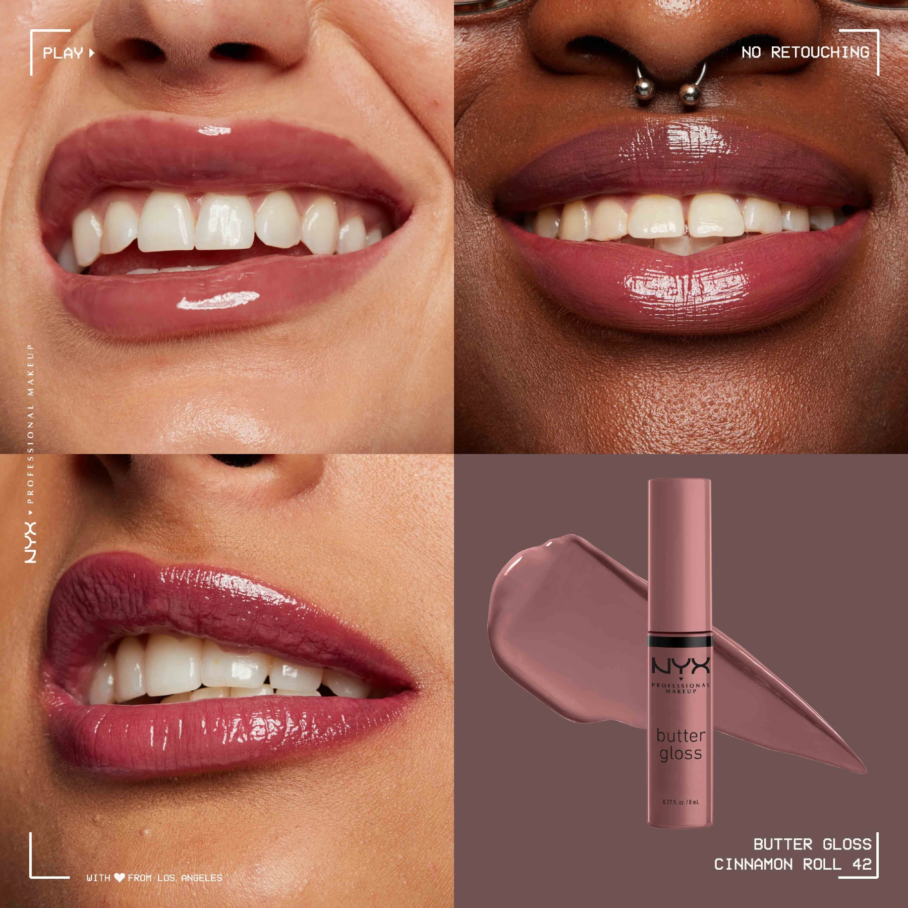 Butter Gloss, Non-Sticky Lip Gloss, Buttery Soft, Silky Smooth and Creamy, Sheer to Medium Coverage - CINNAMON ROLL Gallery