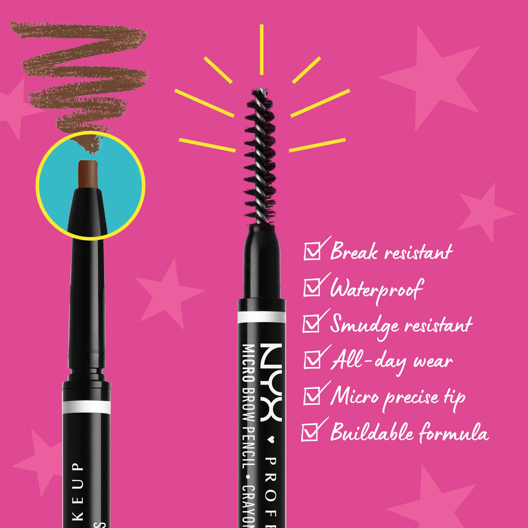 Micro Brow Pencil, Ultra-Fine, Dual-Ended, Precise Eyebrow Pencil with Retractable Tip and Spoolie Brush - CHOCOLATE Gallery