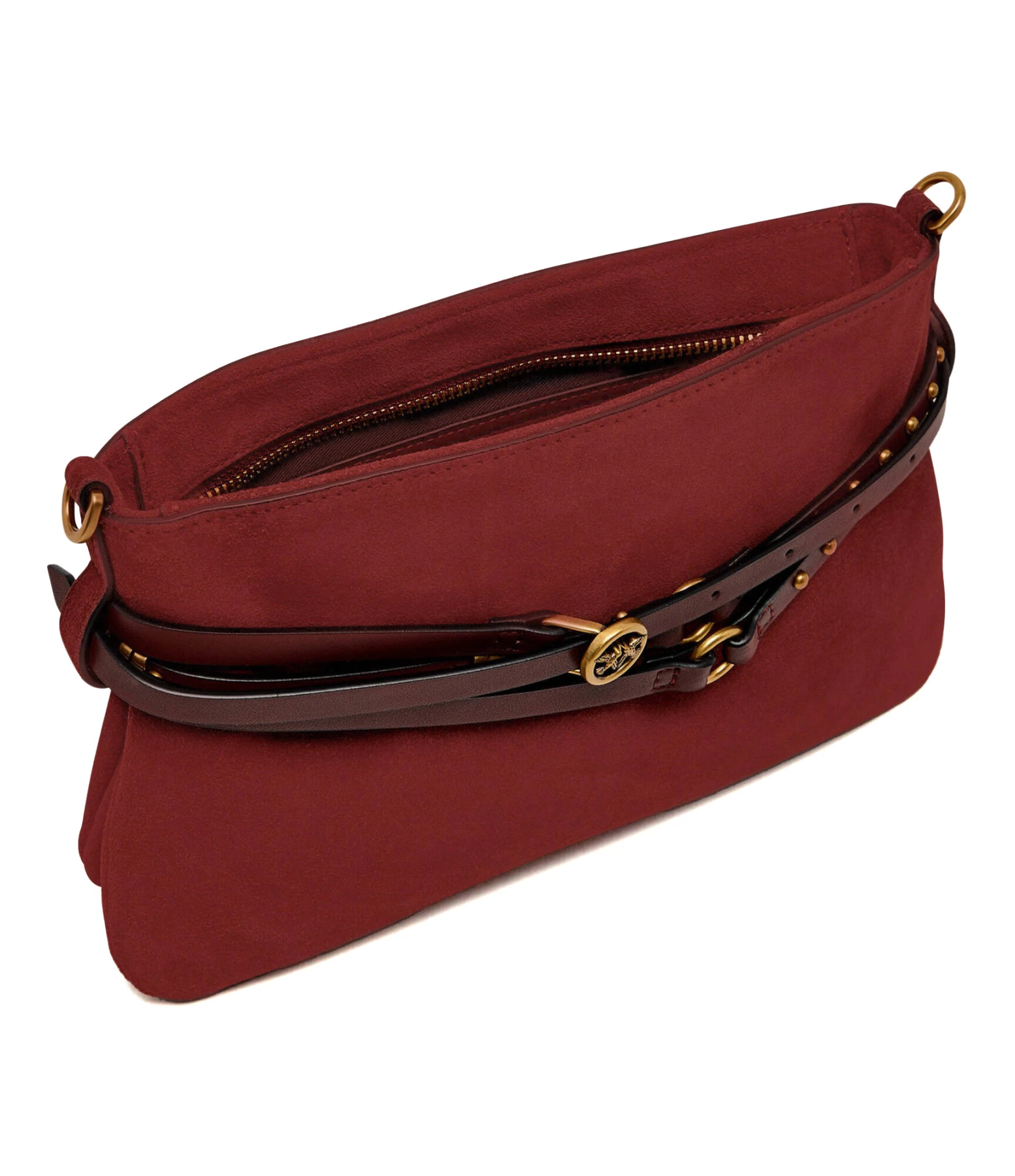 Suede Shoulder Bag with Studded Strap Detail Gallery