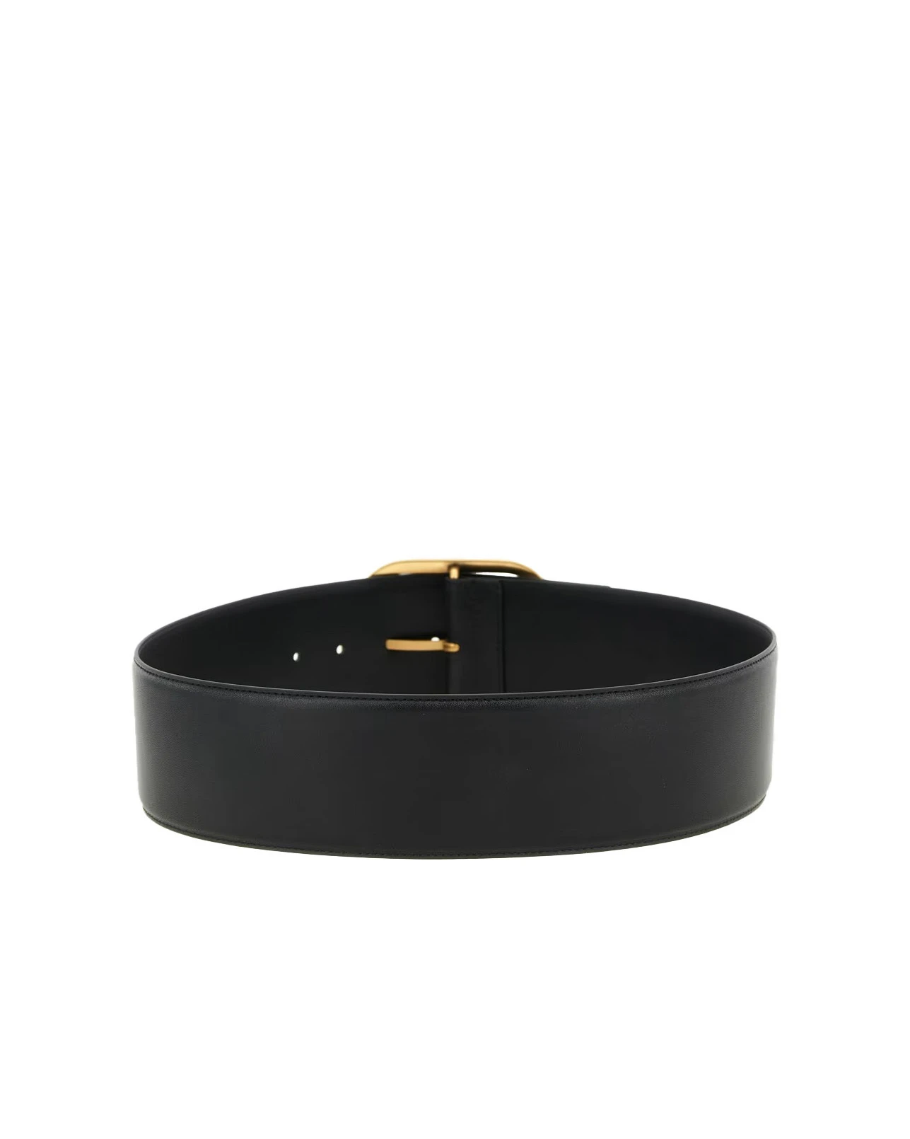 Wide Leather Belt with Oval Gold-Tone Buckle Gallery
