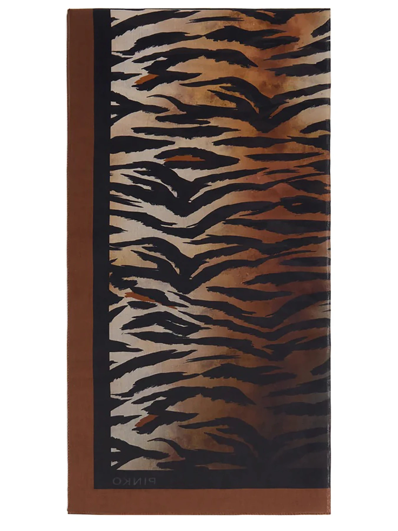 Brown and Black Tiger Print Scarf with Contrast Border Gallery