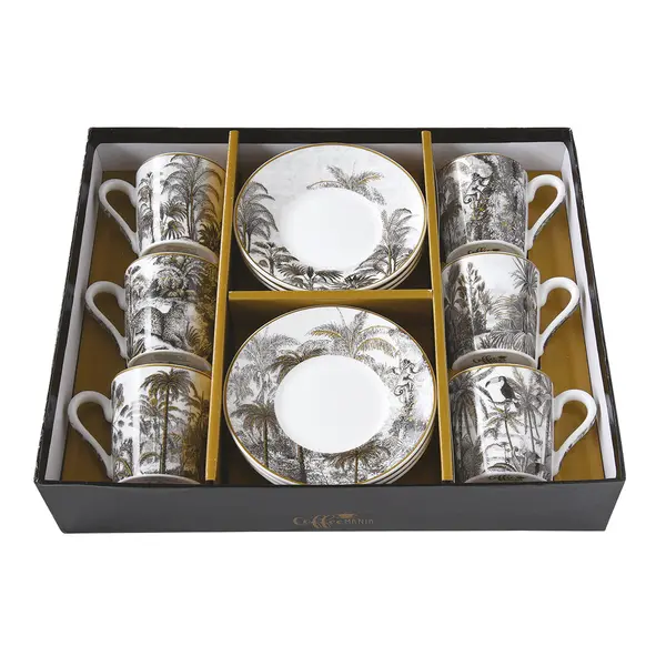  Set Of 6 - Coffee Cups & Saucers In Porcelain 100Ml In Gift Box  1 Image