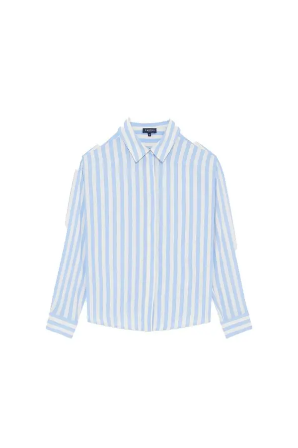 Striped Polo Collar Caby Shirt 1 Image