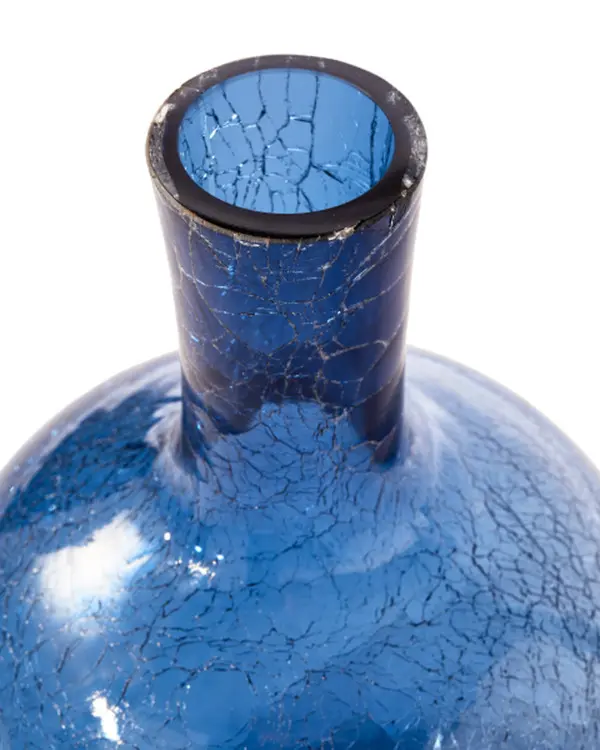 Ball body vase crackled glass blue S 1 Image