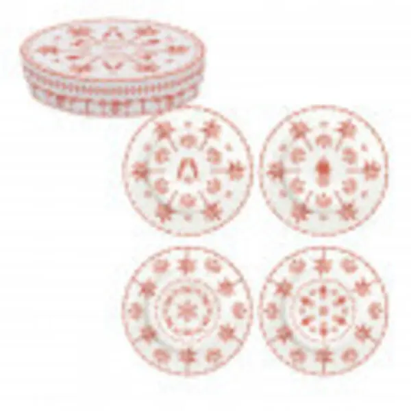 Set 4 Porcelain Dessert Plates Ø 19 Cm In Hat Box Exotic Vibes (Vers.Tangerine) 1 Image