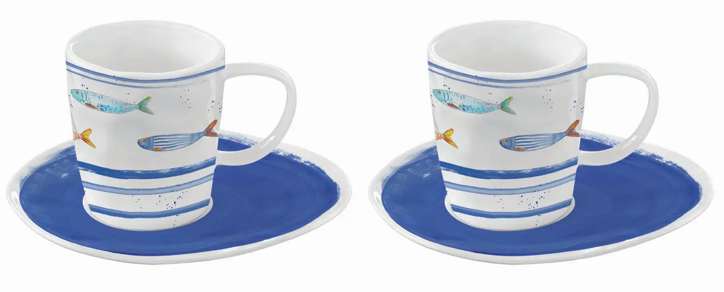 Set 2 Porcelain Coffee Cups & Saucers 120 Ml 2 Image