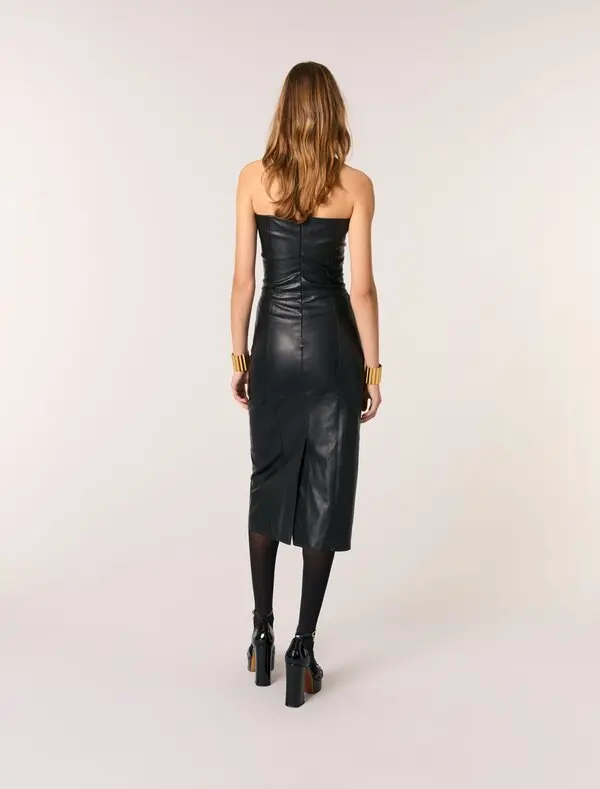 Bustier Stretch Leather Midi Dress 4 Image