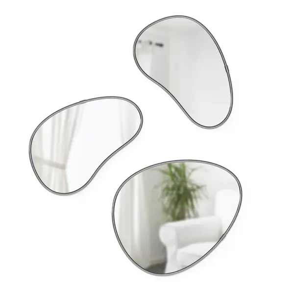 Hubba Pebble Mirror Set of 3 Matte Titanium 1 Image