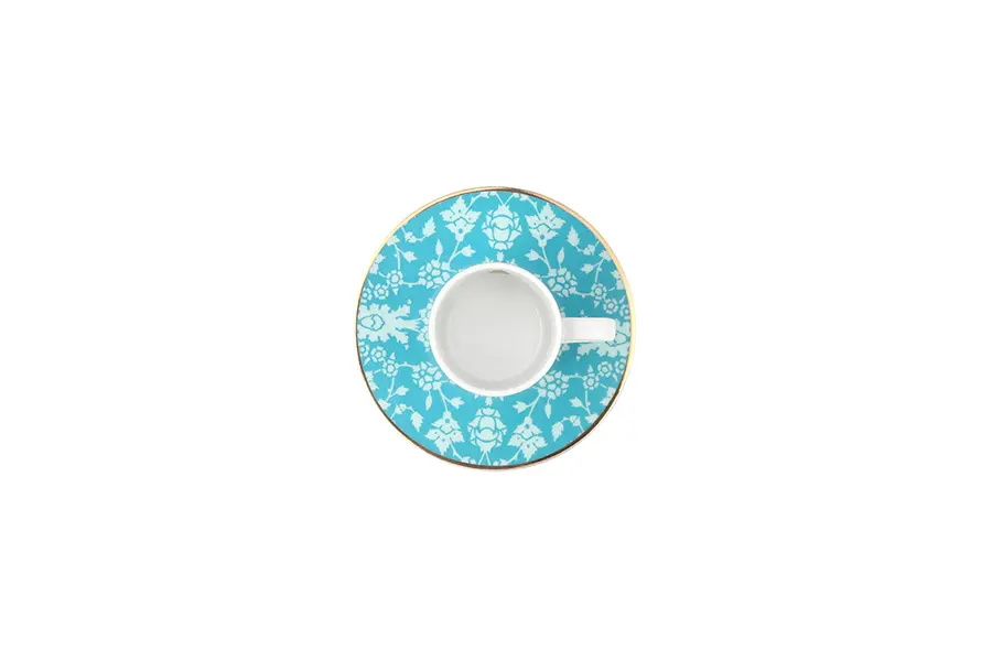 Glamorous Turquoise Coffee Cup&Saucer 80cc 2 Image