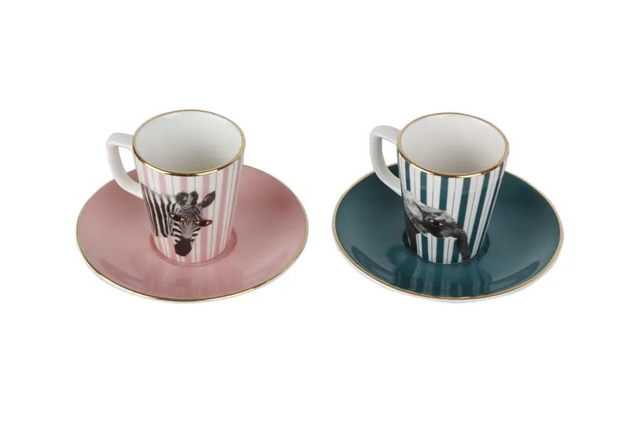 Wild Life Zebra-Elephant Coffee Set for 2 1 Image
