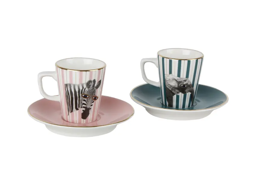 Wild Life Zebra-Elephant Coffee Set for 2 2 Image