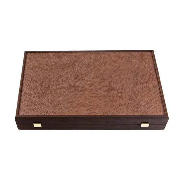 Leatherette Backgammon Caramel Brown Inlaid Leatherette Backgammon with Sideracks 48x30cm 1 Image