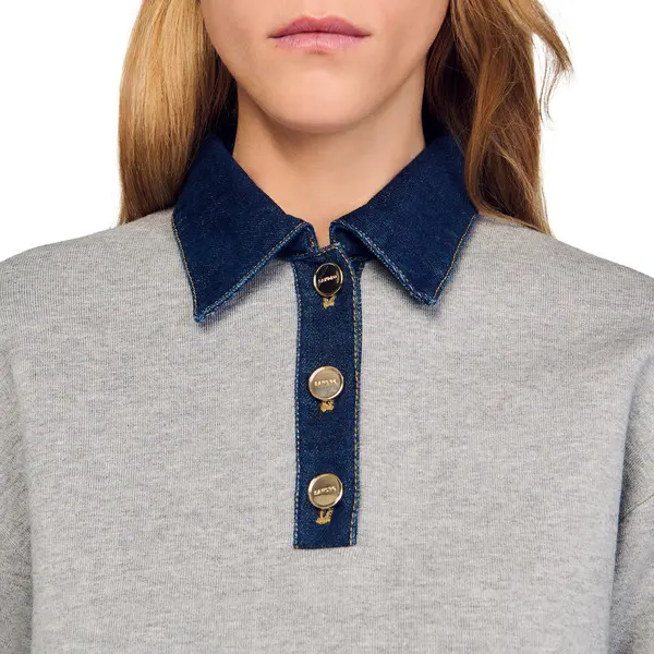 Jumper with denim collar 1 Image