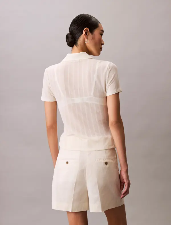 Pointelle Polo Top 4 Image