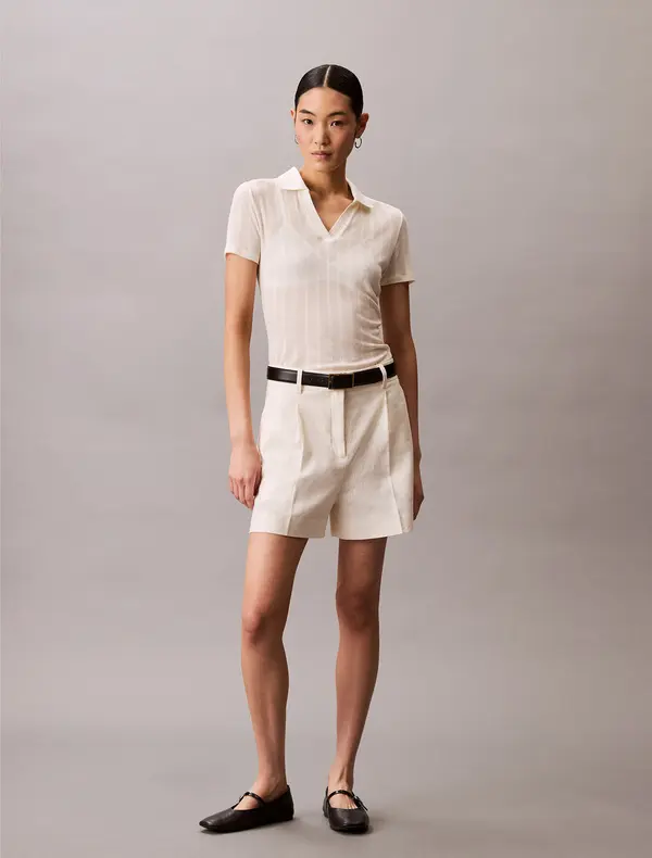 Pointelle Polo Top 2 Image