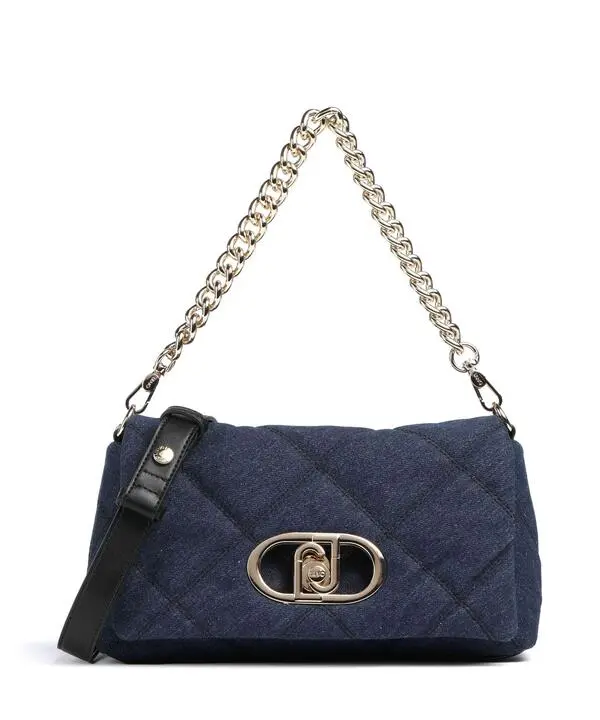 Quilted Shoulder Bag with Chain Strap and Metallic Logo Clasp 1 Image