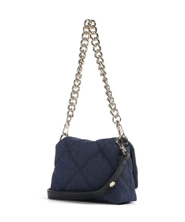 Quilted Denim Shoulder Bag with Gold chain 1 Image