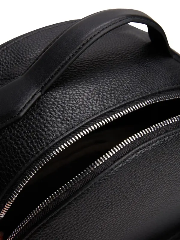 Metal Logo Pebble Leather Backpack 3 Image