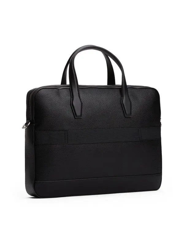 Casual Metal Logo Pebble Leather Laptop Bag 2 Image