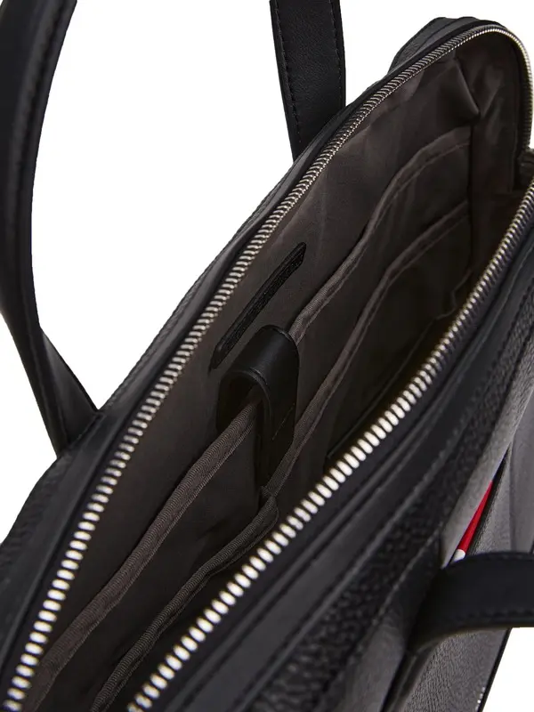 Casual Metal Logo Pebble Leather Laptop Bag 3 Image