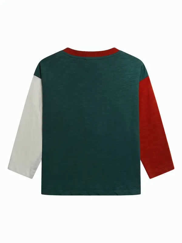Long-sleeved T-shirt with contrasting sleeves and fun design  1 Image