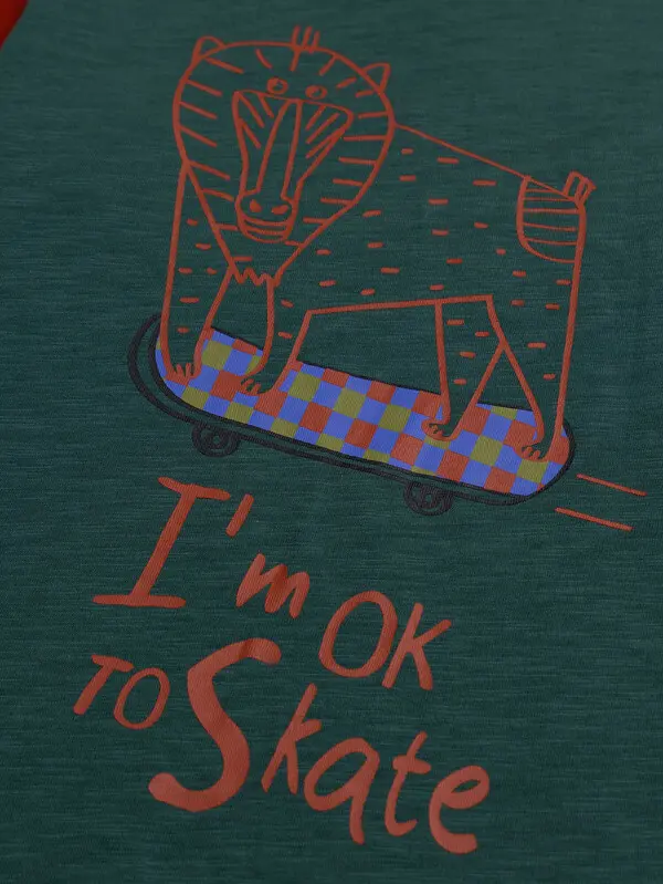 Long-sleeved T-shirt with contrasting sleeves and fun design  2 Image