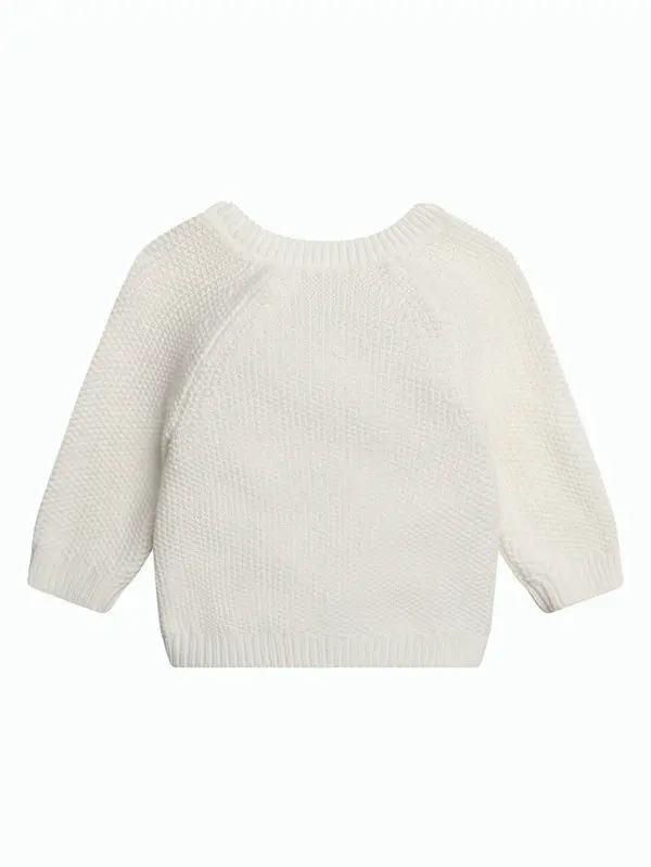 Knitted Baby Cardigan with Animal Face Appliqué 1 Image