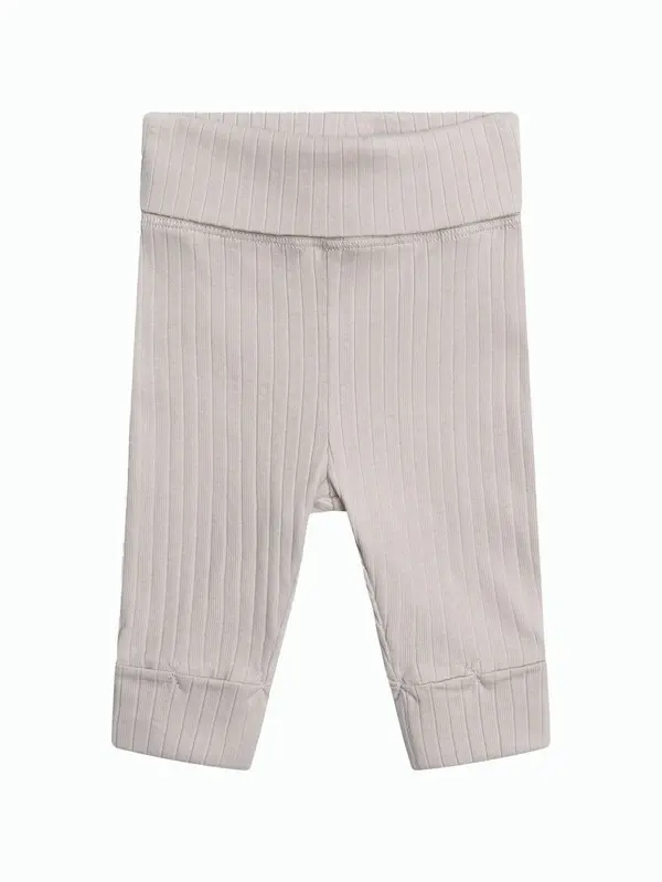Ribbed Knit Baby Leggings with Fold-Over Waistband 1 Image