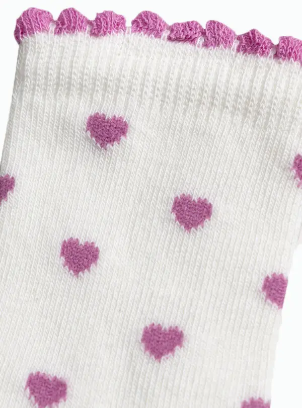 Heart Print Socks with Ruffle Cuffs 1 Image