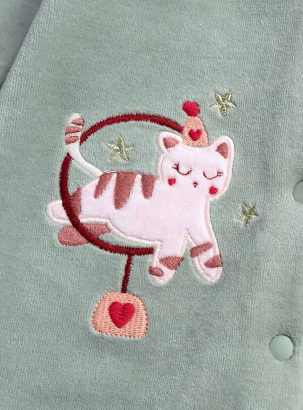 Velour Footed Romper with Circus Animal Embroidery 2 Image