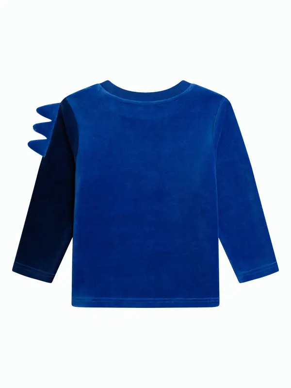 Velour Dinosaur Graphic Pajama Set with 3D Spikes 4 Image